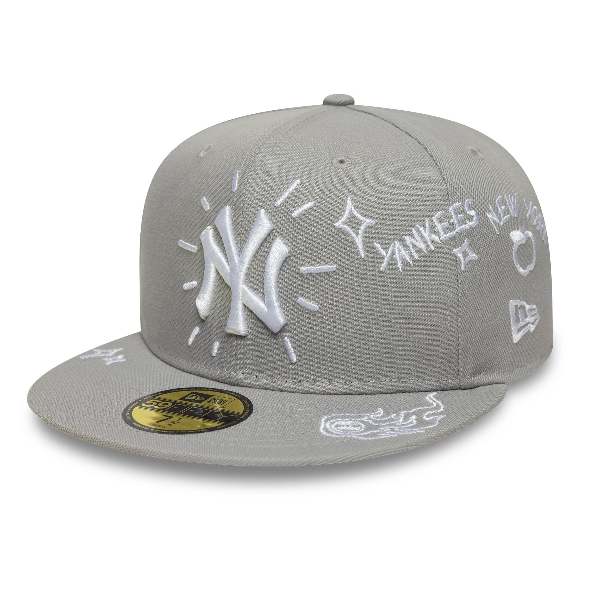 New York Yankees MLB Scribble Grey 59FIFTY Fitted Cap-kentox