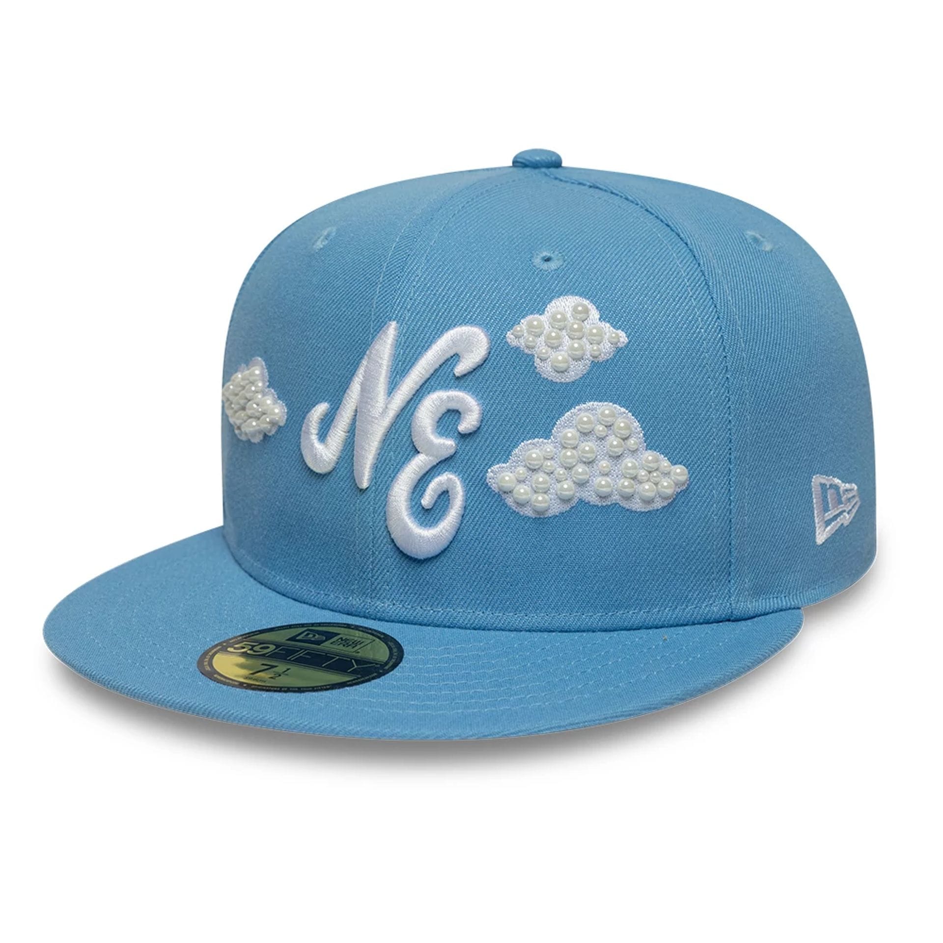 New Era Faux Pearl Cloud Pastel Blue 59FIFTY Fitted Cap-kentox