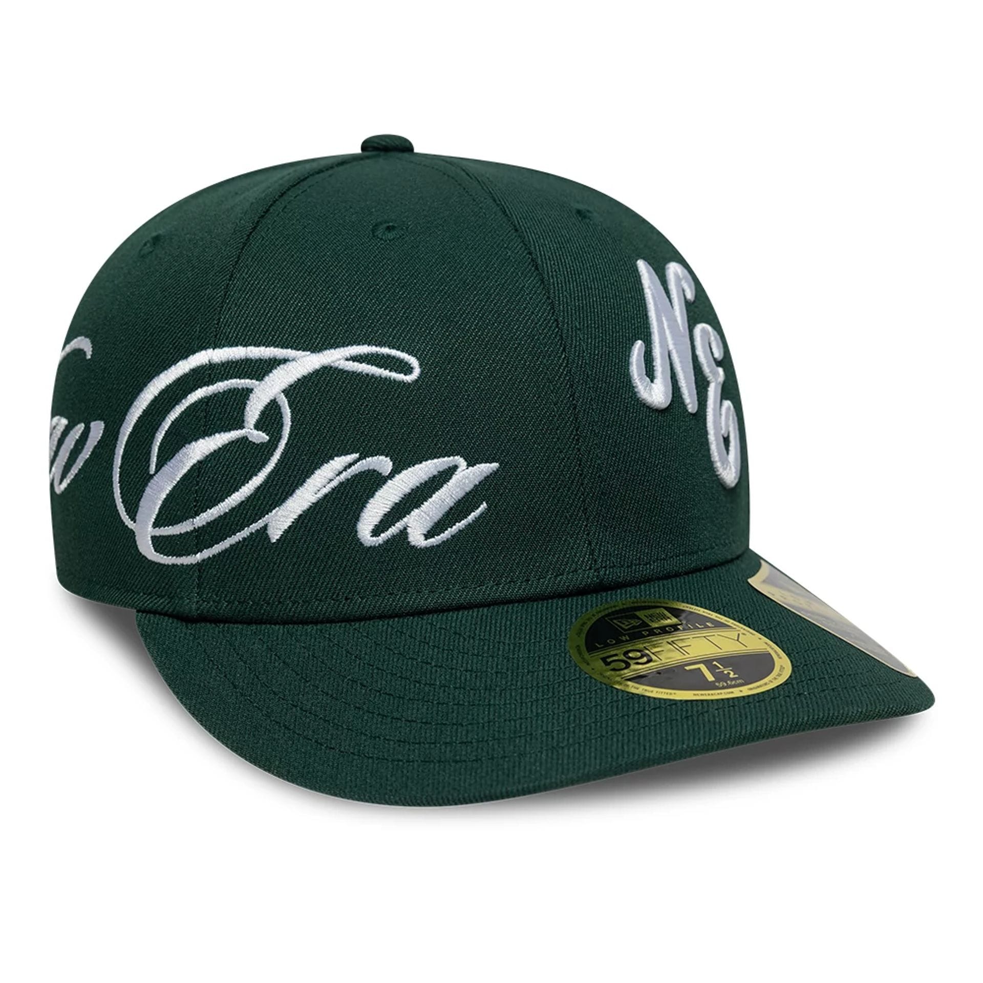 New Era Side Script Dark Green Low Profile 59FIFTY Fitted Cap-kentox