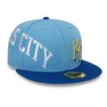 Kansas City Royals MLB Multi Logo Satin Lined Pastel Blue 59FIFTY Fitted Cap-kentox