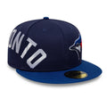 Toronto Blue Jays MLB Multi Logo Satin Lined Navy 59FIFTY Fitted Cap-kentox