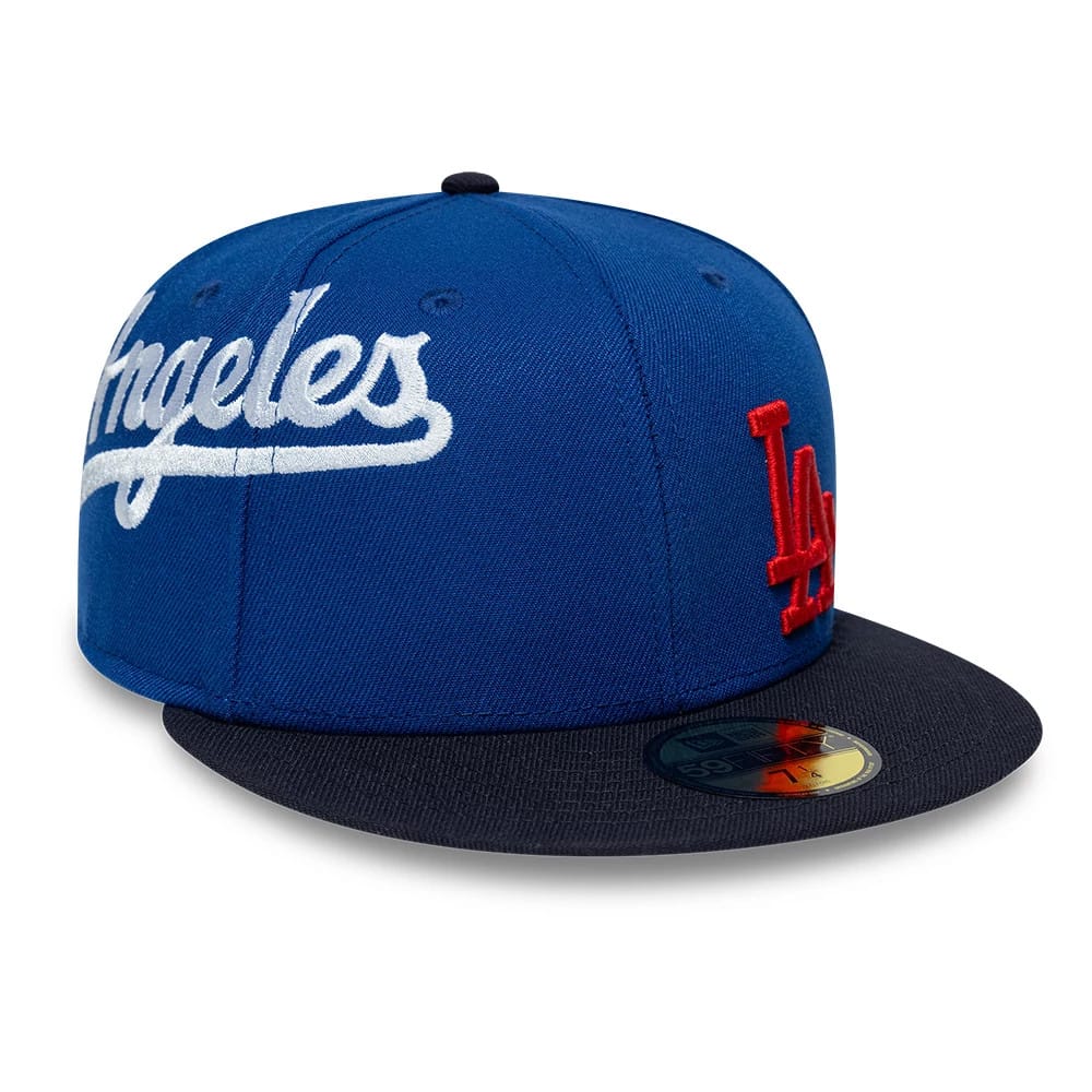 LA Dodgers MLB Multi Logo Satin Lined Blue 59FIFTY Fitted Cap-kentox