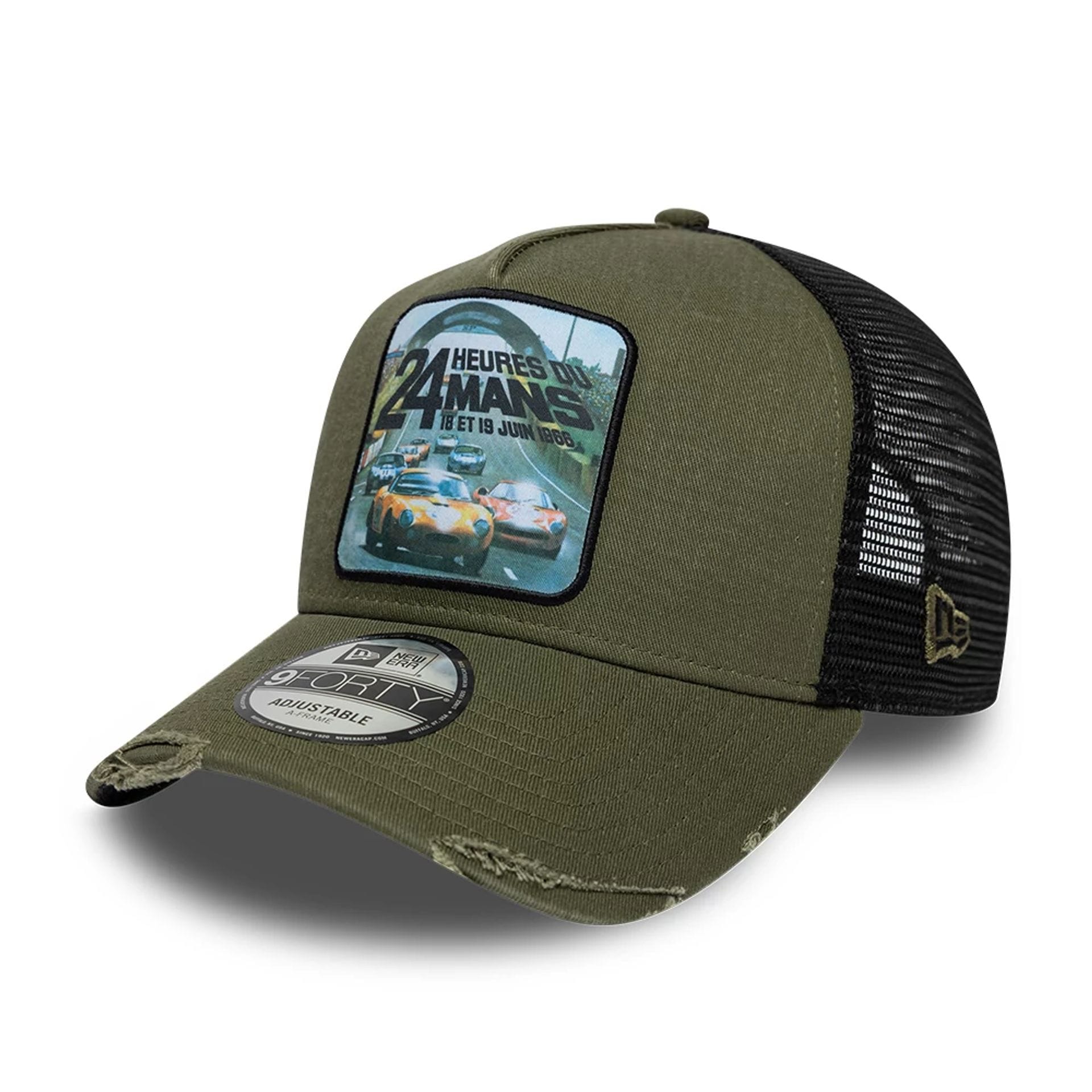 24HR Le Mans Washed Graphic Green 9FORTY A-Frame Trucker Adjustable Cap-kentox