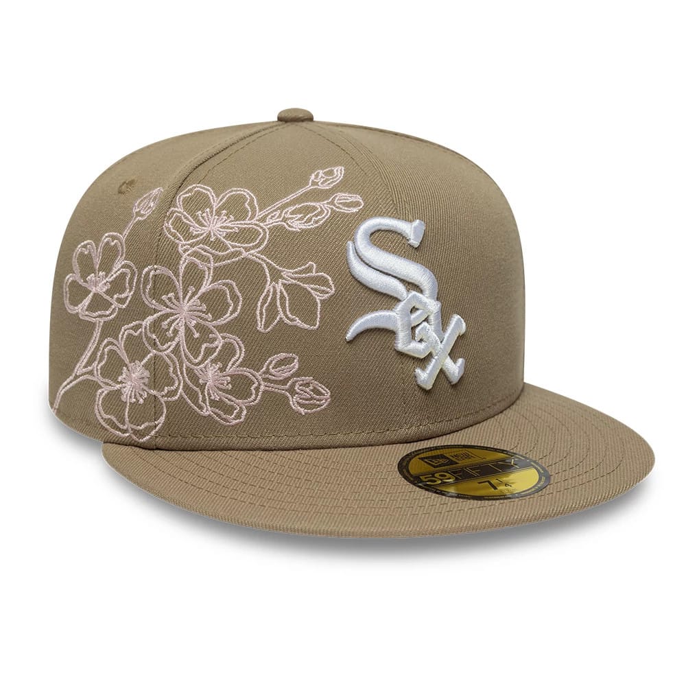 Chicago White Sox MLB Floral Outline Beige 59FIFTY Fitted Cap-kentox