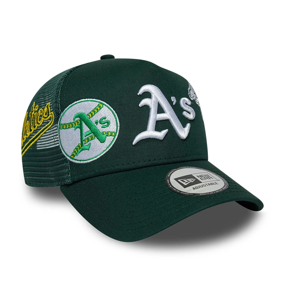 Athletics MLB Patch Dark Green 9FORTY A-Frame Trucker Adjustable Cap-kentox
