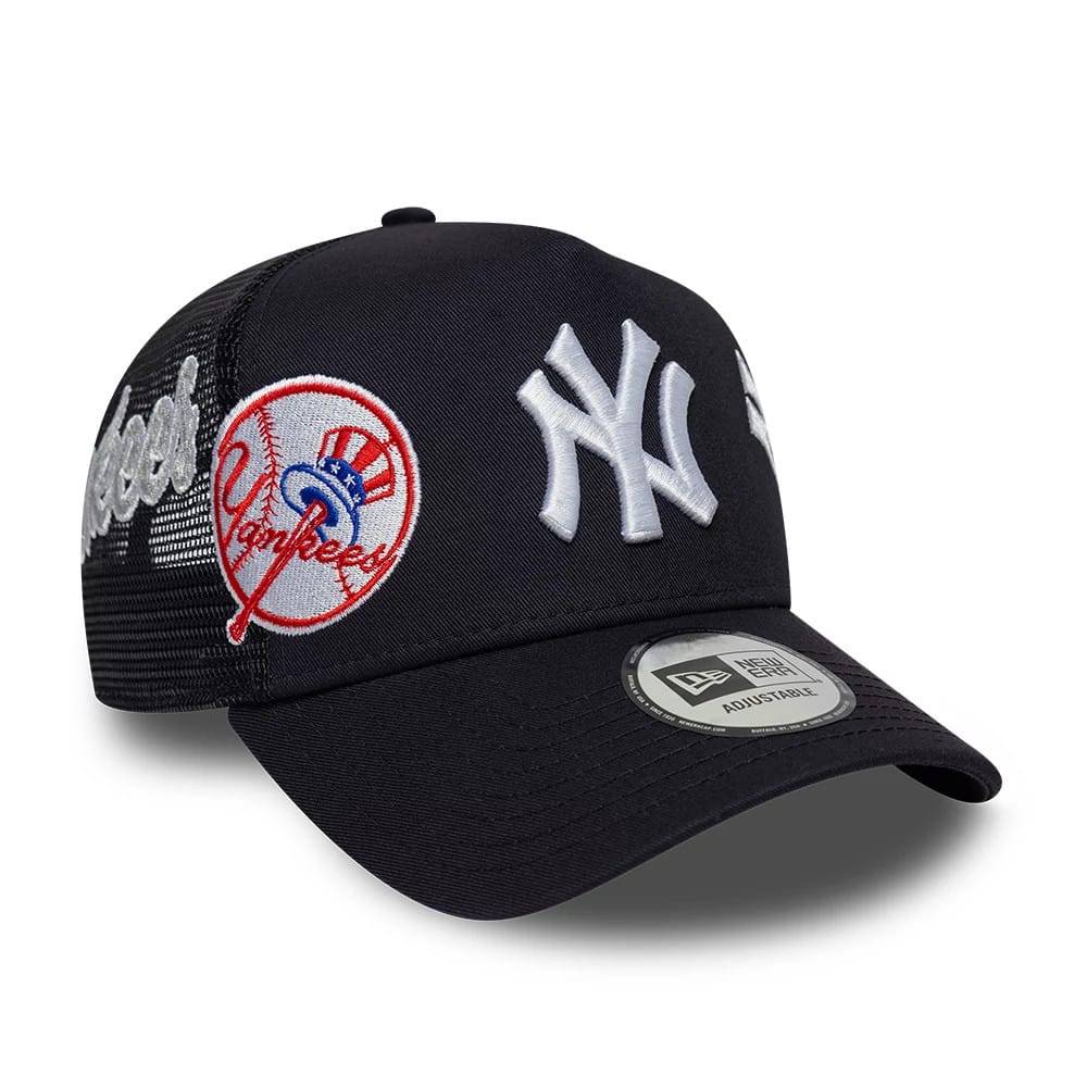 New York Yankees MLB Patch Navy 9FORTY A-Frame Trucker Adjustable Cap-kentox
