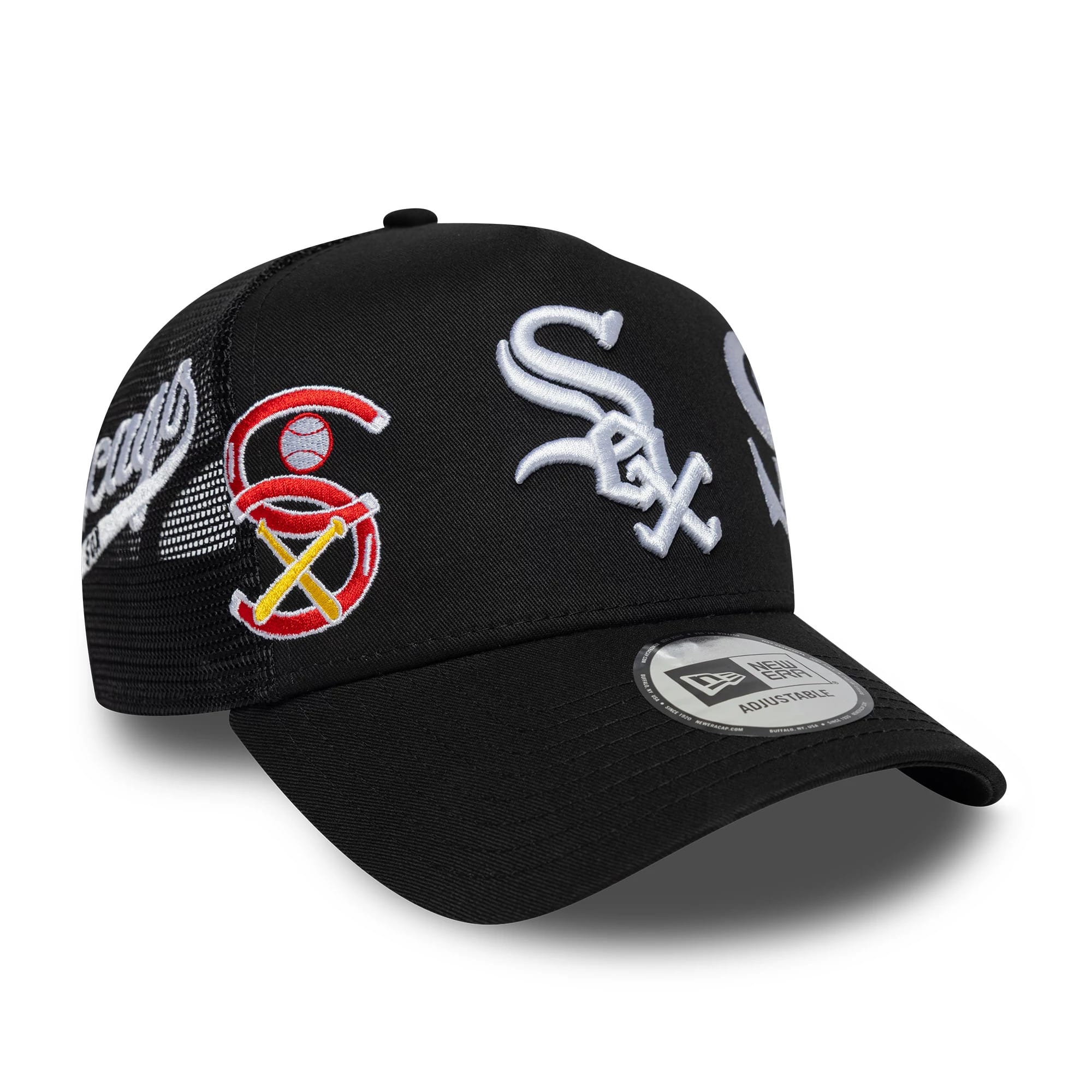 Chicago White Sox MLB Patch Black 9FORTY A-Frame Trucker Adjustable Cap-kentox