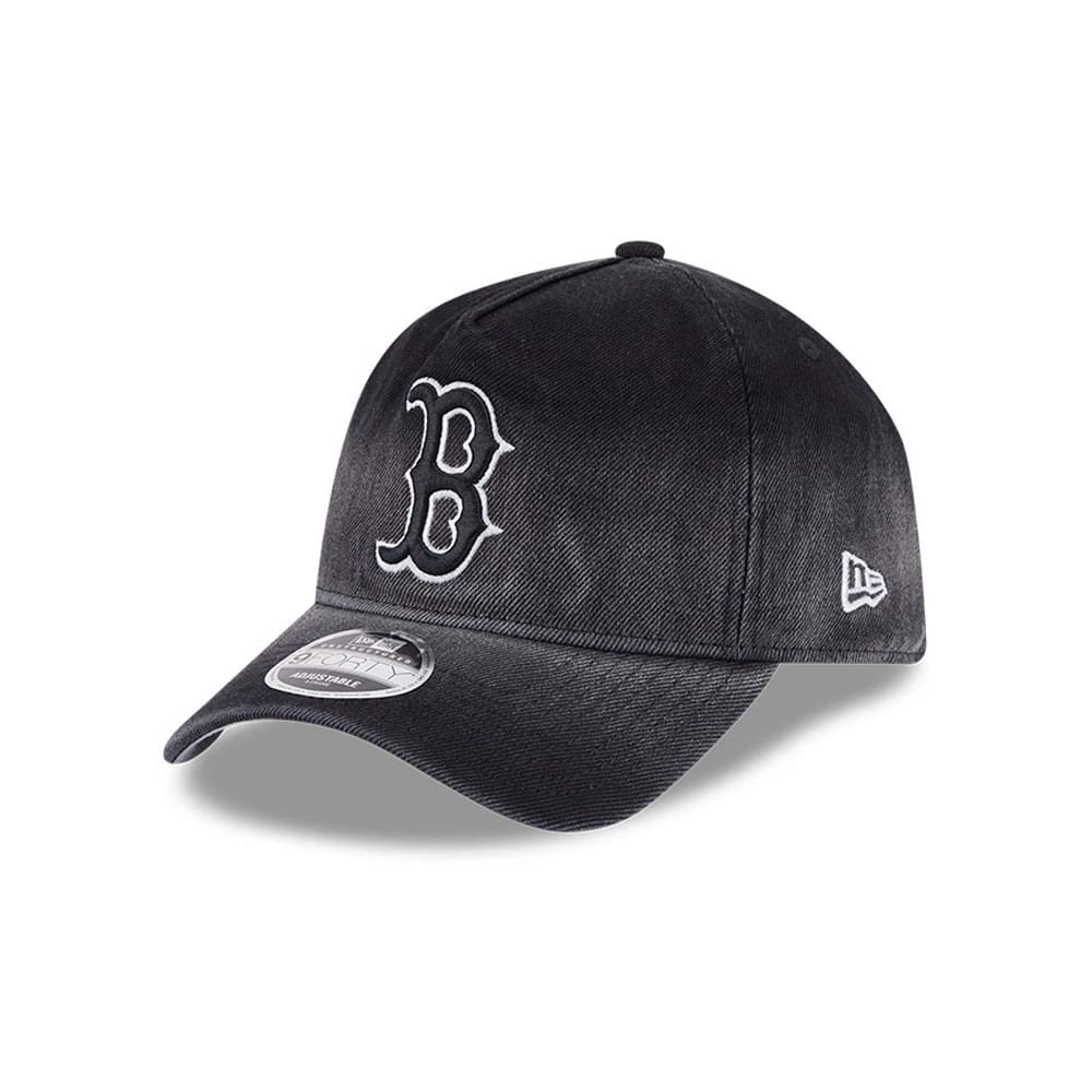 Red Sox MLB Washed Denim Black 9FORTY A-Frame Unstructured Adjustable Cap-kentox
