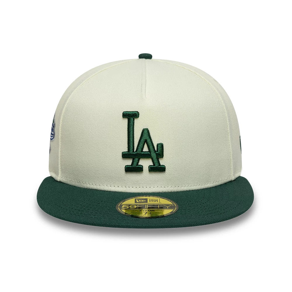 LA Dodgers MLB Cream 59FIFTY A-Frame Fitted Cap-kentox