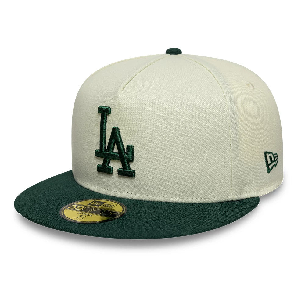 LA Dodgers MLB Cream 59FIFTY A-Frame Fitted Cap-kentox