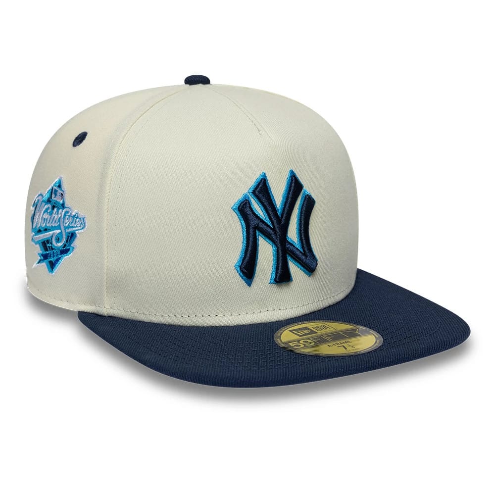 New York Yankees MLB White 59FIFTY A-Frame Fitted Cap-kentox