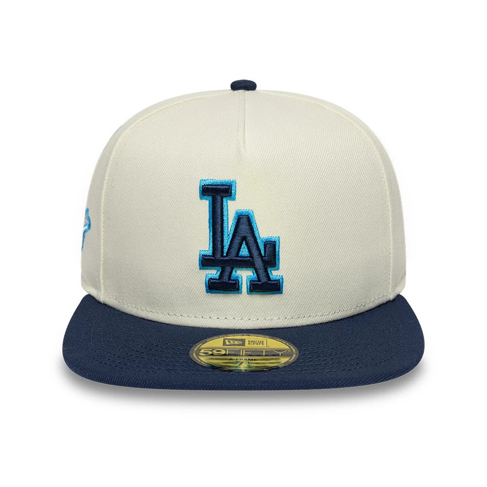 LA Dodgers MLB White 59FIFTY A-Frame Fitted Cap-kentox