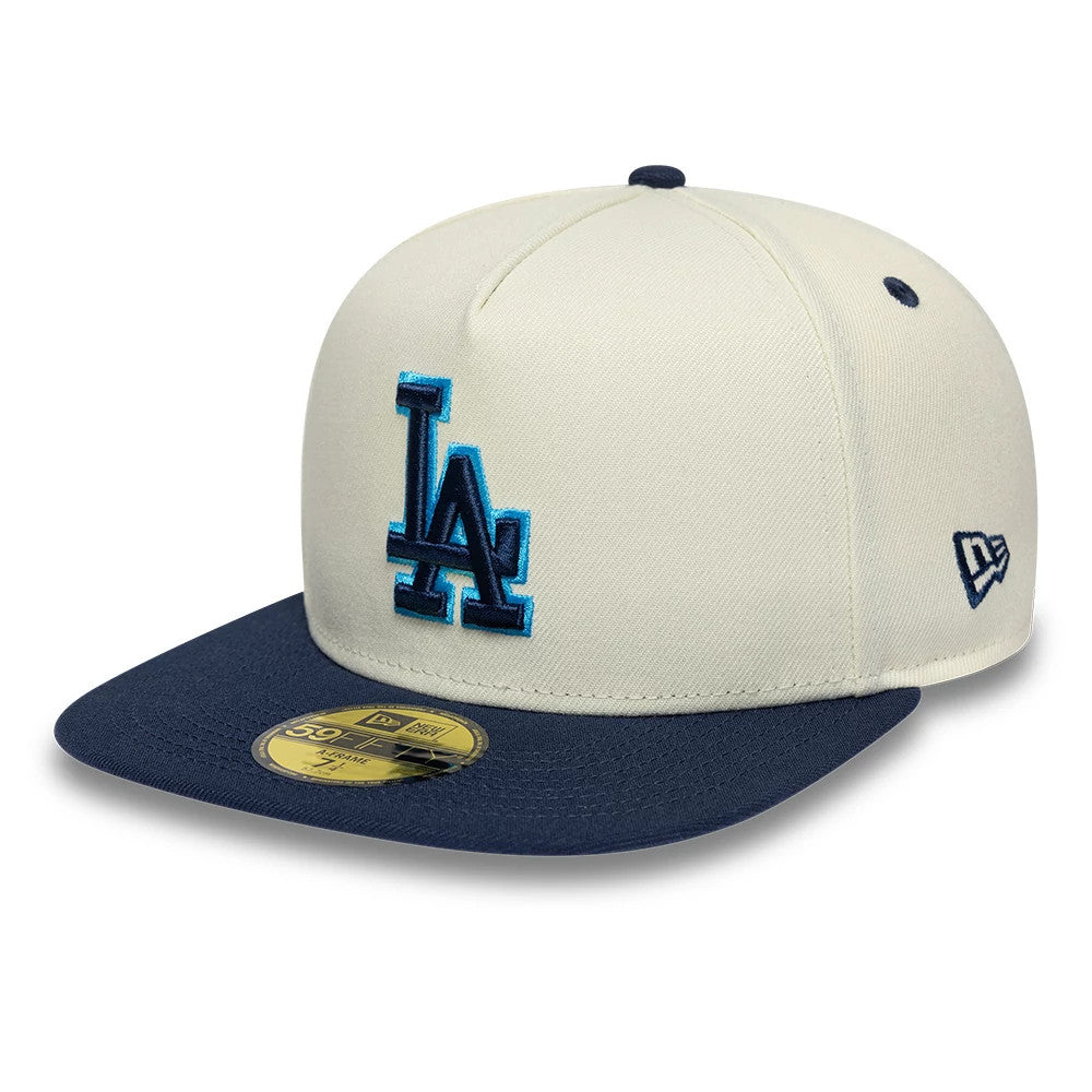 LA Dodgers MLB White 59FIFTY A-Frame Fitted Cap-kentox