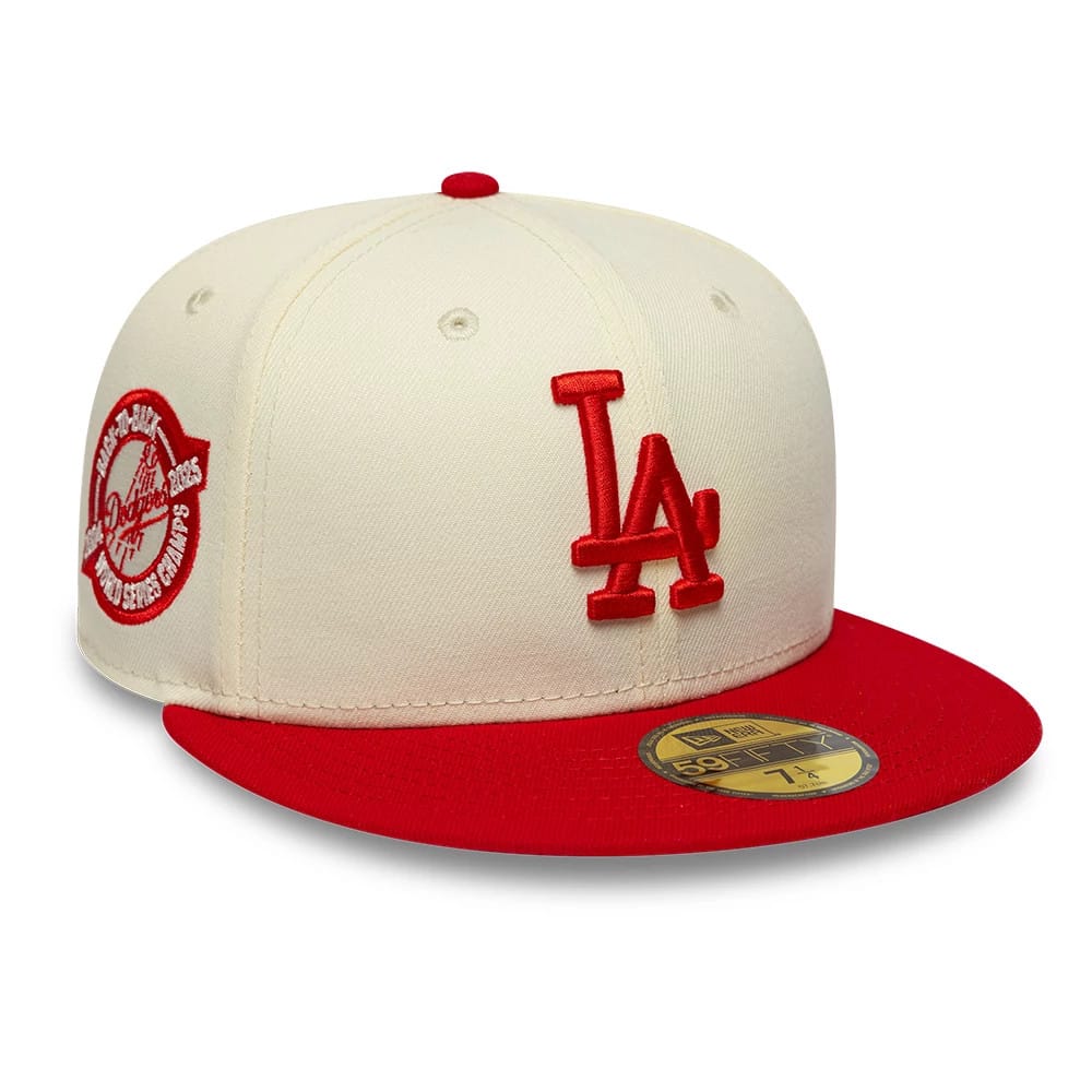 LA Dodgers MLB Chrome Scarlet Cream 59FIFTY Fitted Cap-kentox