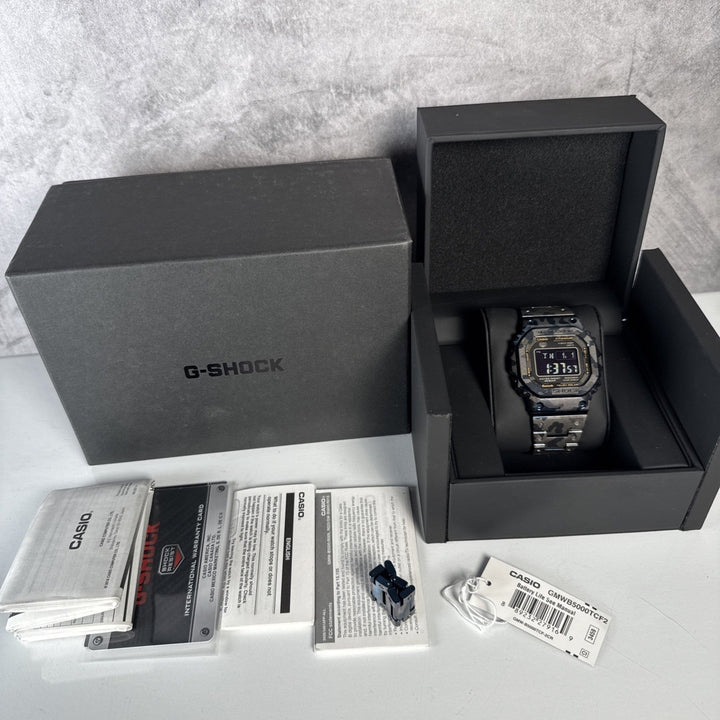 USED Casio G-SHOCK FULL METAL TITANIUM Blue Camo LE Watch GMWB5000TCF-2